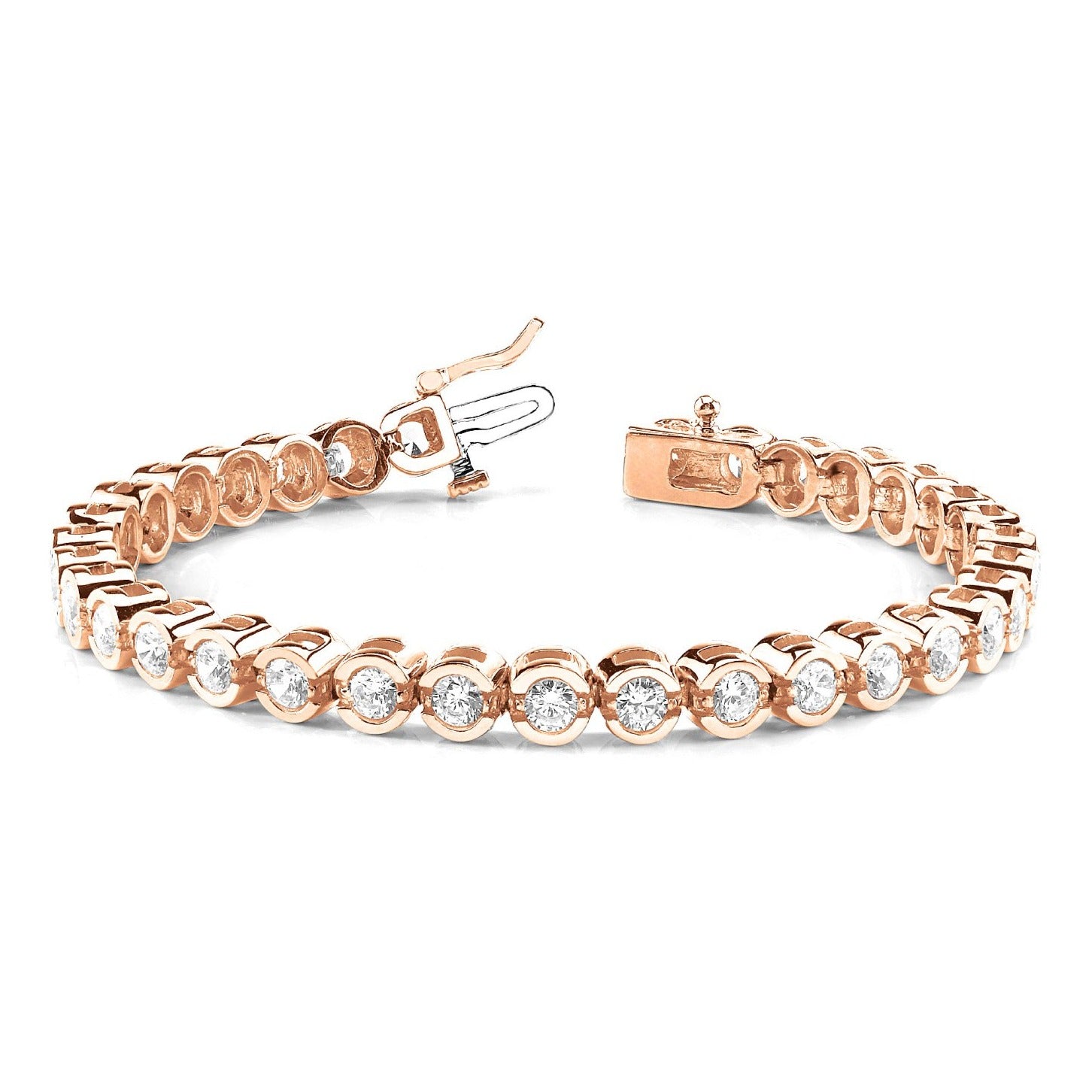 5.00 ctw Round Diamond Open Bezel Channel Set Tennis Bracelet-VIRABYANI